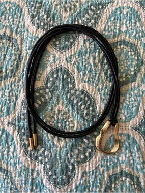 ZARA Black Leather Wrap Belt with Gold Accent